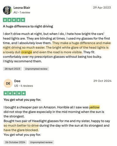 Headlight Glasses with Polarized LED GlareCut Technology™ (Fit Over Glasses)